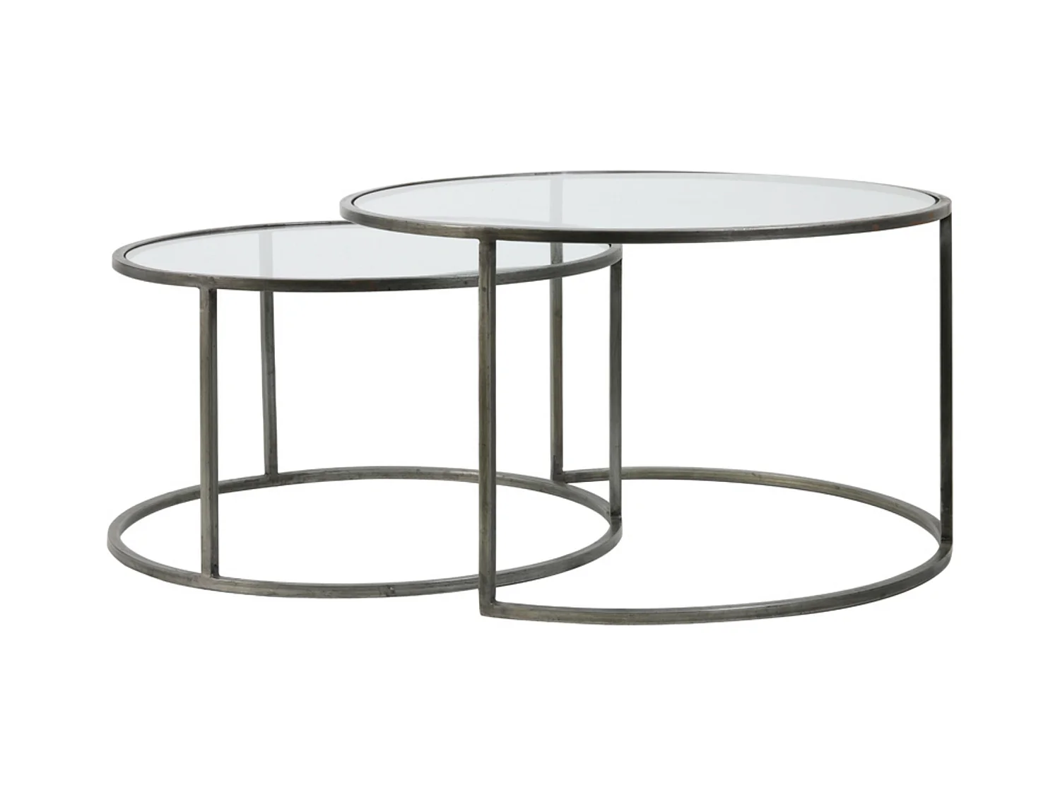 Salontafel DUARTE - Ø75x44cm - Grijs - Set van 2