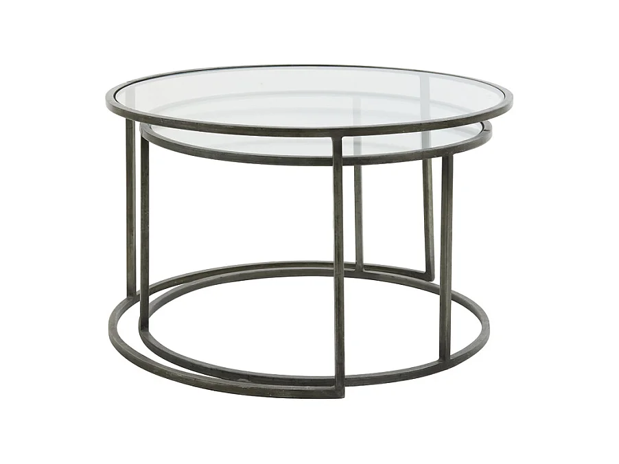 Salontafel DUARTE - Ø75x44cm - Grijs - Set van 2