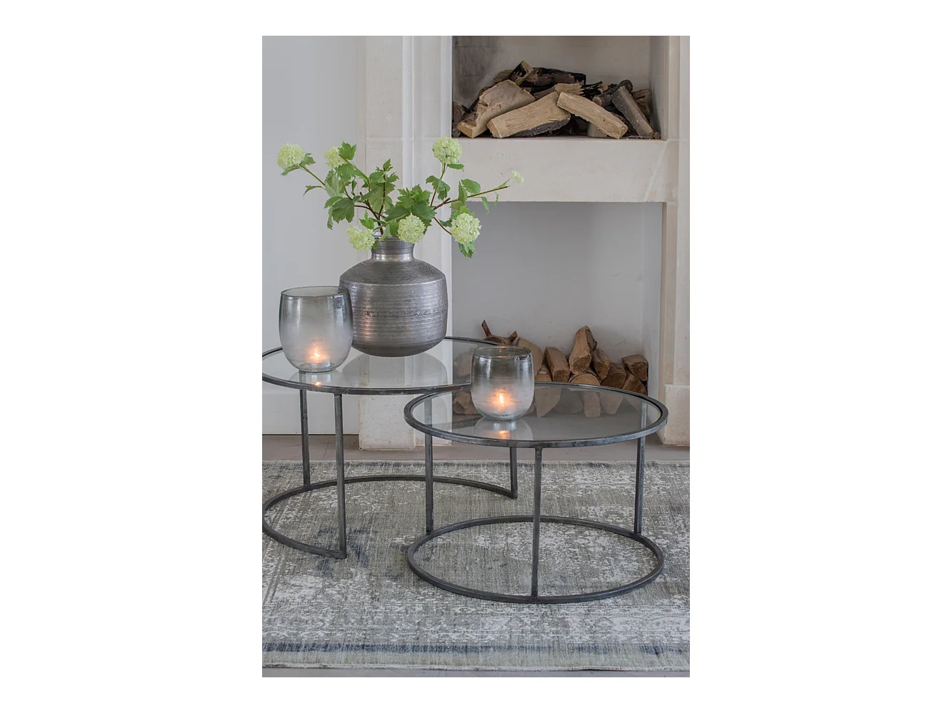 Salontafel DUARTE - Ø75x44cm - Grijs - Set van 2