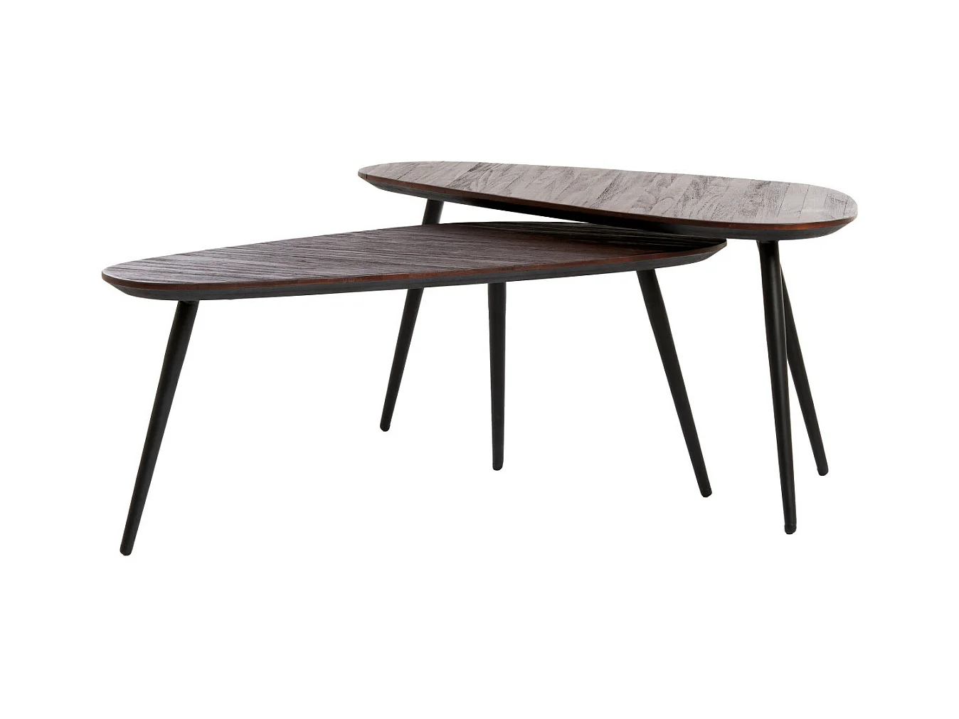 Table basse VIEJO - 84x39x39cm - Marron - Lot de 2