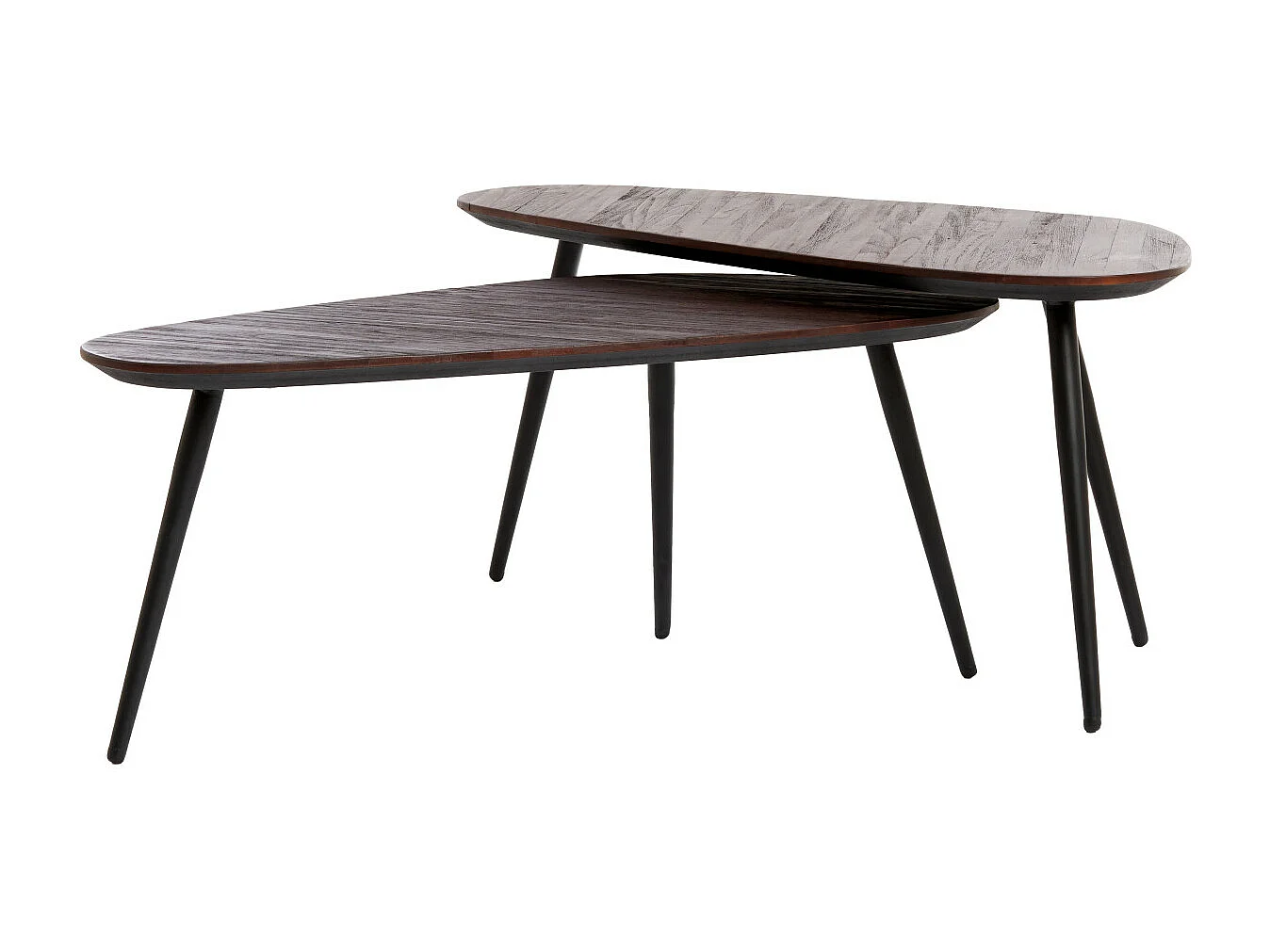 Table basse VIEJO - 84x39x39cm - Marron - Lot de 2