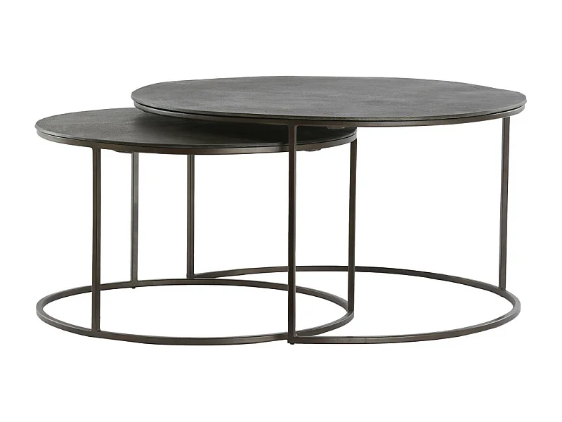 Table basse TALCA - Ø76x41cm - Marron - Lot de 2