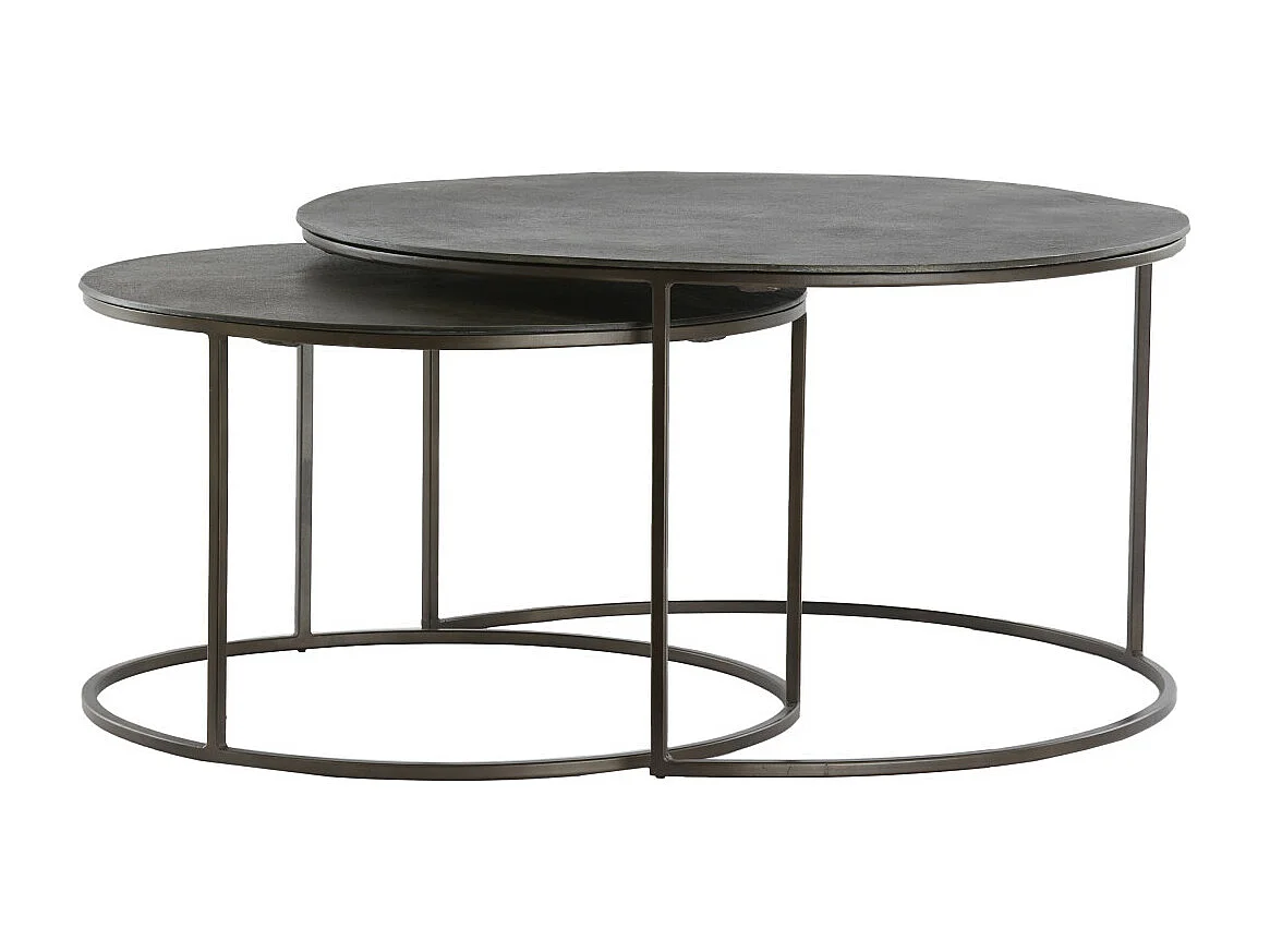 Table basse TALCA - Ø76x41cm - Marron - Lot de 2