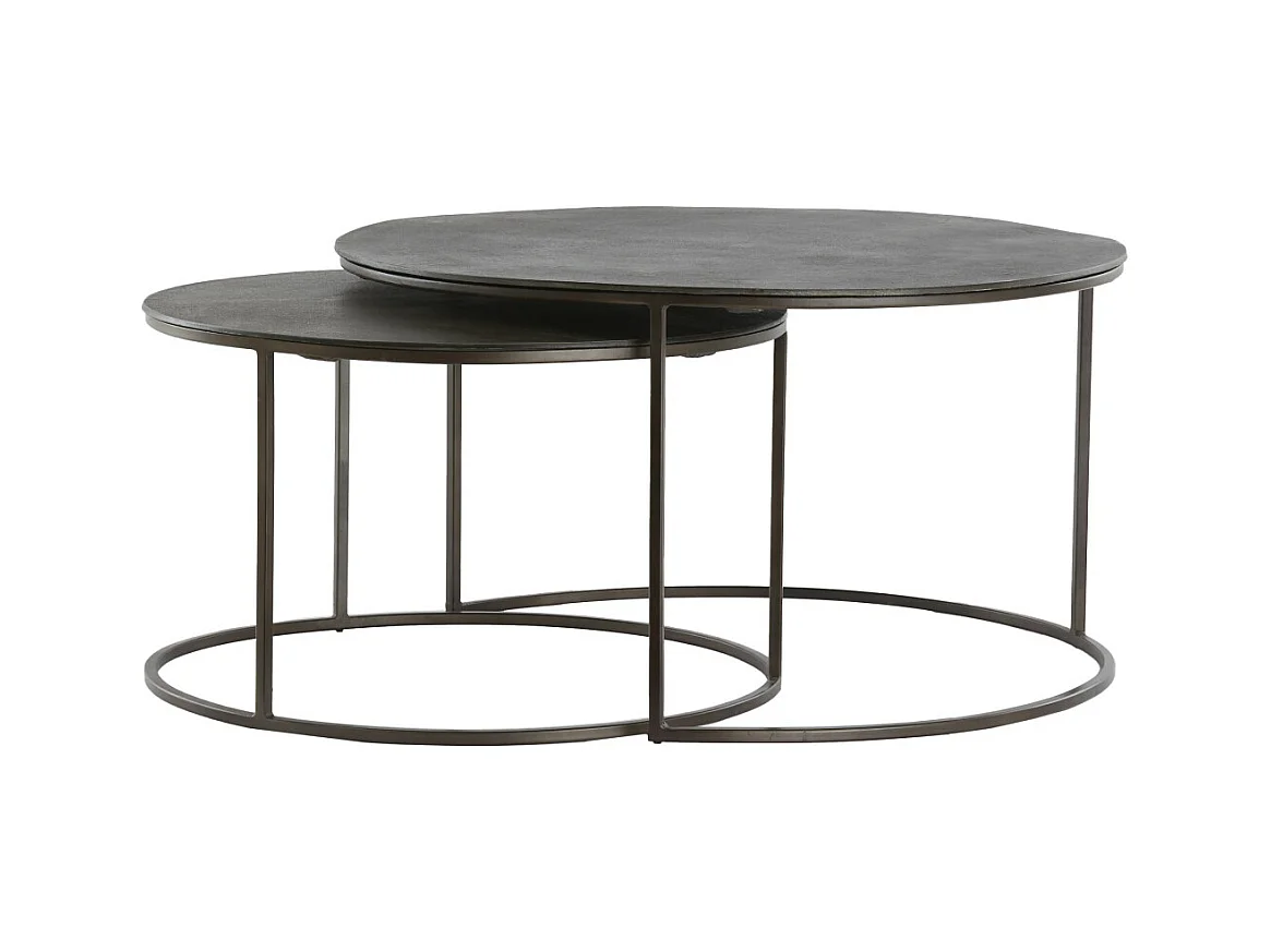 Table basse TALCA - Ø76x41cm - Marron - Lot de 2