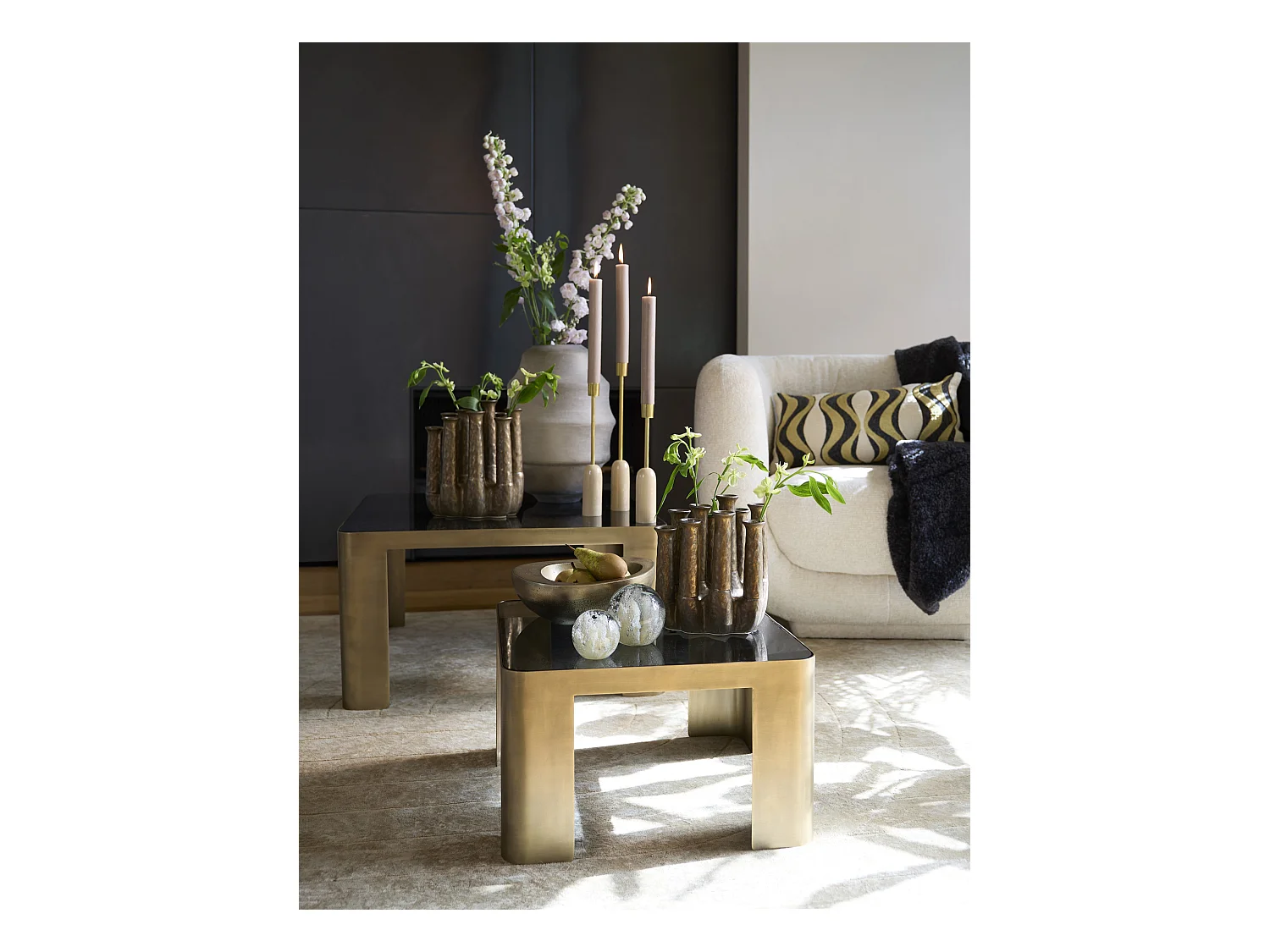 Salontafel OXE - Ø75x40cm - Brons - Set van 2