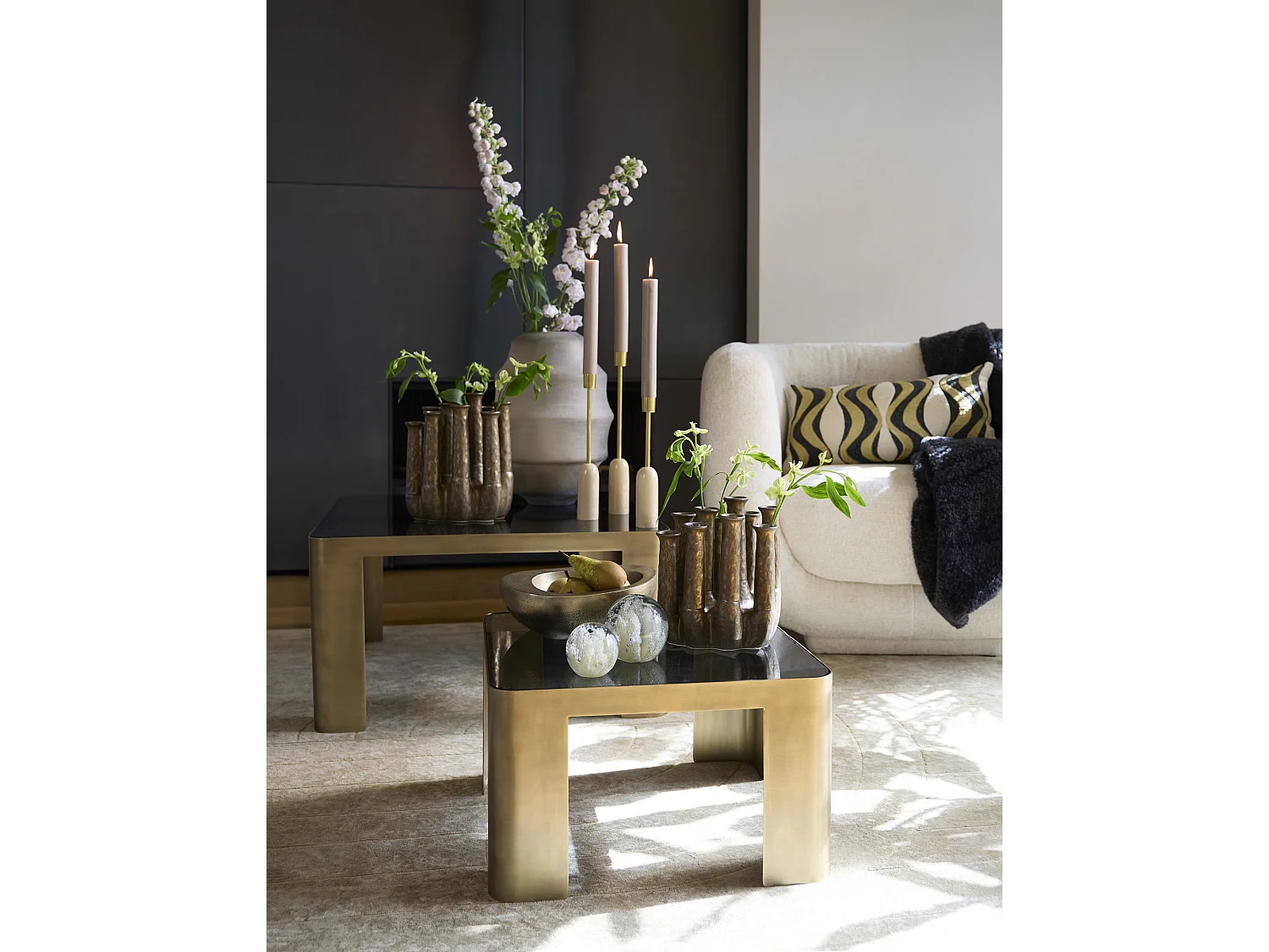 Couchtisch OXE - Ø75x40cm - Bronze - 2er-Set