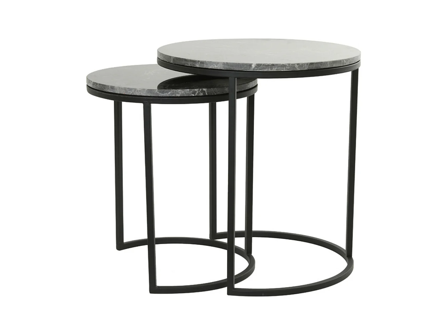 Table d'appoint ALFIO - Ø49x53,5cm - Marron - Lot de 2