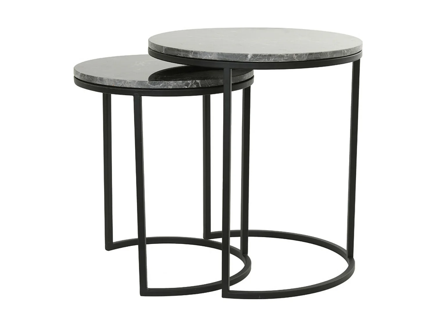 Table d'appoint ALFIO - Ø49x53,5cm - Marron - Lot de 2