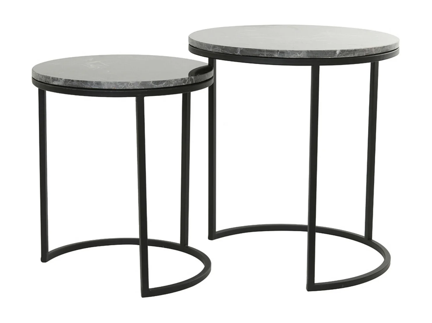 Table d'appoint ALFIO - Ø49x53,5cm - Marron - Lot de 2