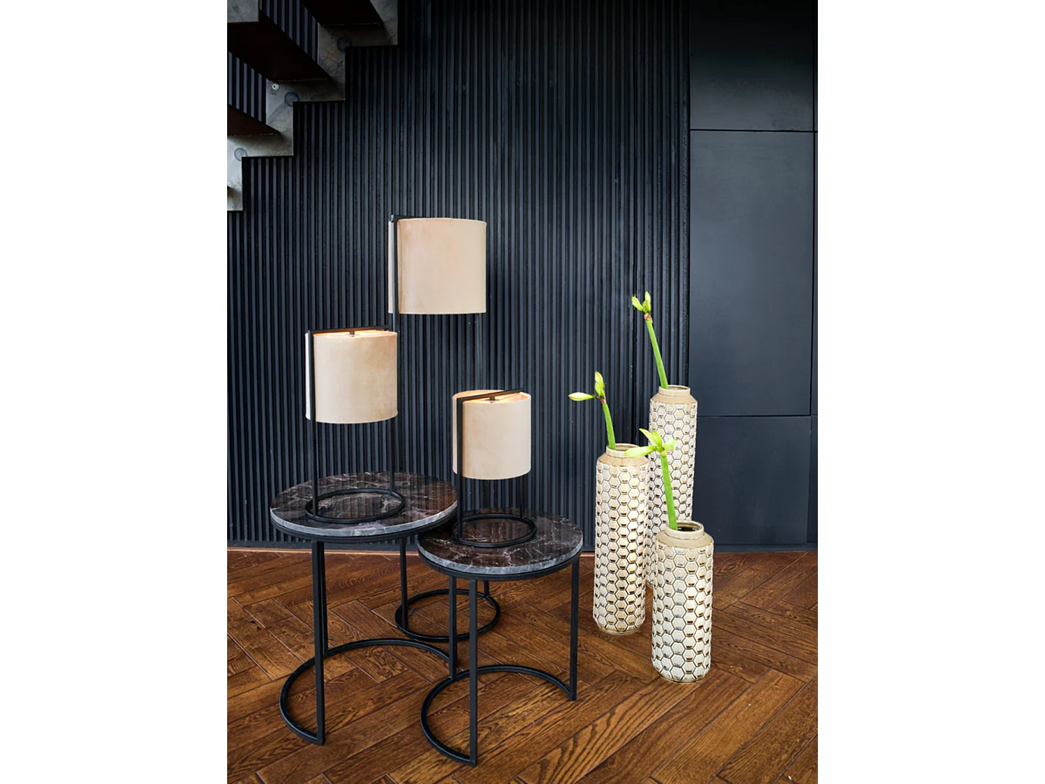 Table d'appoint ALFIO - Ø49x53,5cm - Marron - Lot de 2