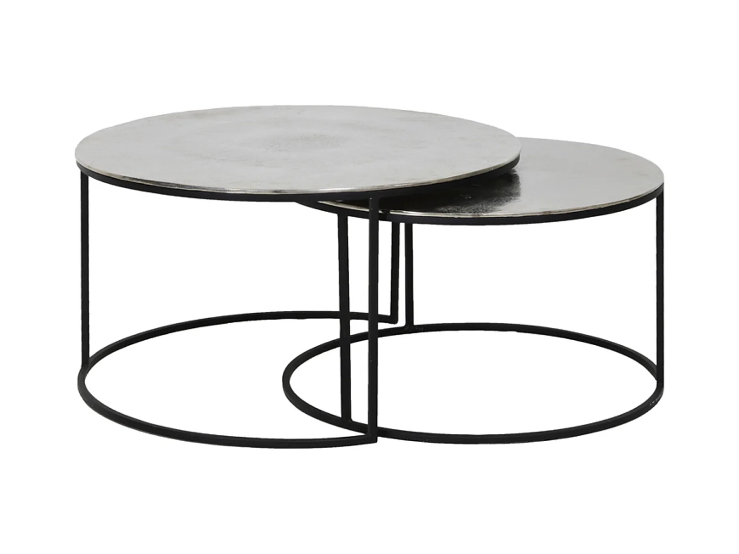 Table basse THIZAS - Ø75x41cm - Argent - Lot de 2