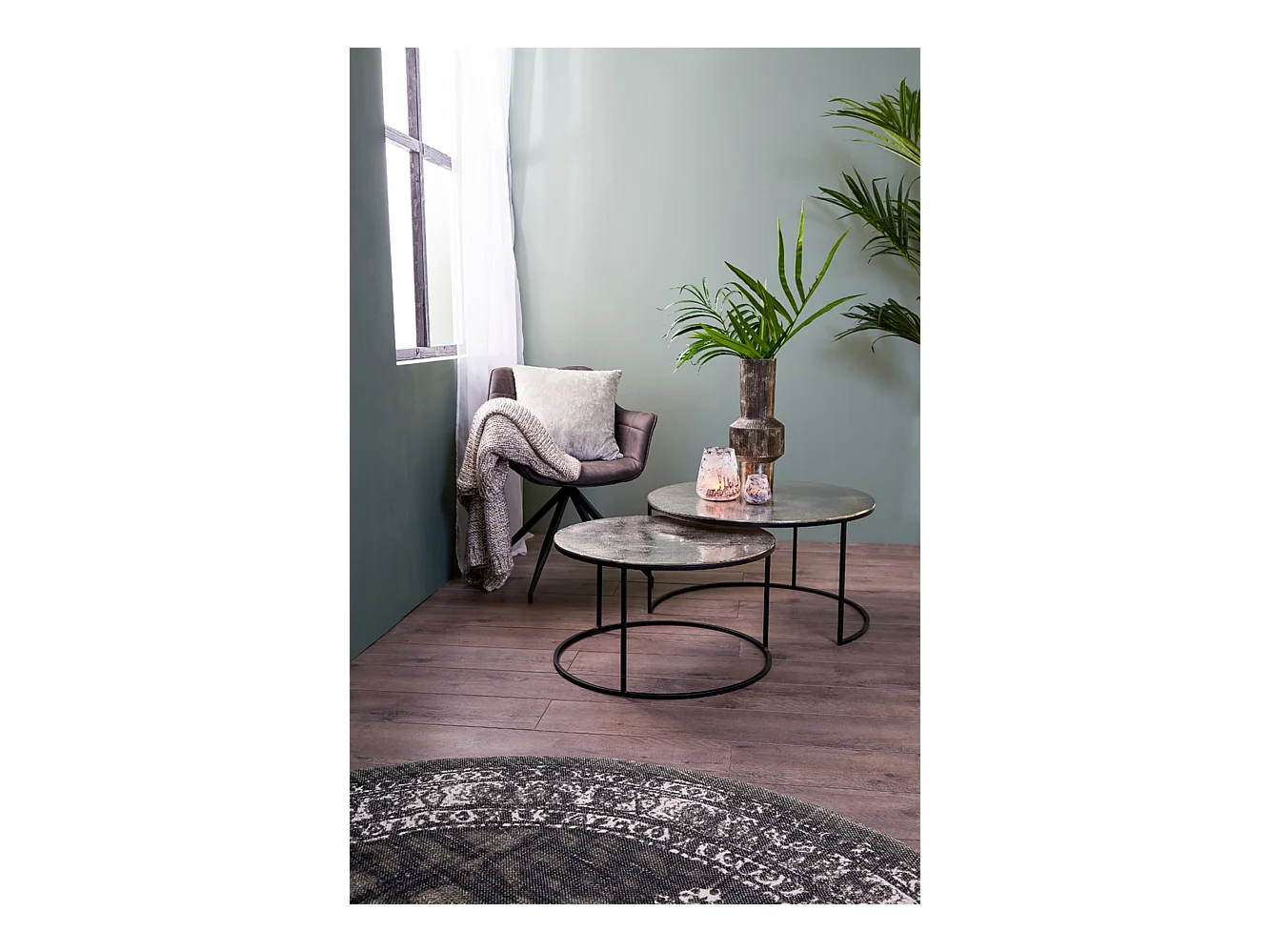 Table basse THIZAS - Ø75x41cm - Argent - Lot de 2