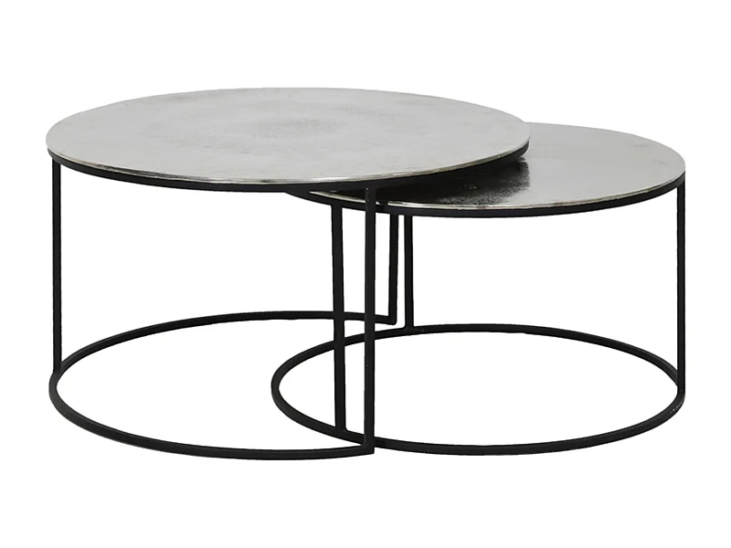 Table basse THIZAS - Ø75x41cm - Argent - Lot de 2