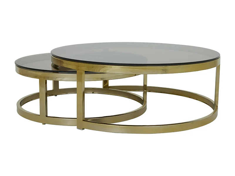 Salontafel MILAGRO - Ø100.5x36.5cm - Goud - Set van 2