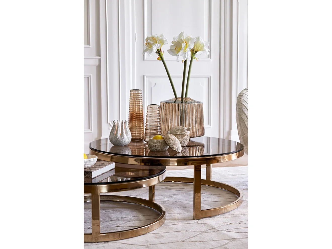 Table basse MILAGRO - Ø100,5x36,5cm - Doré - Lot de 2