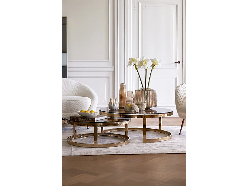 Salontafel MILAGRO - Ø100.5x36.5cm - Goud - Set van 2