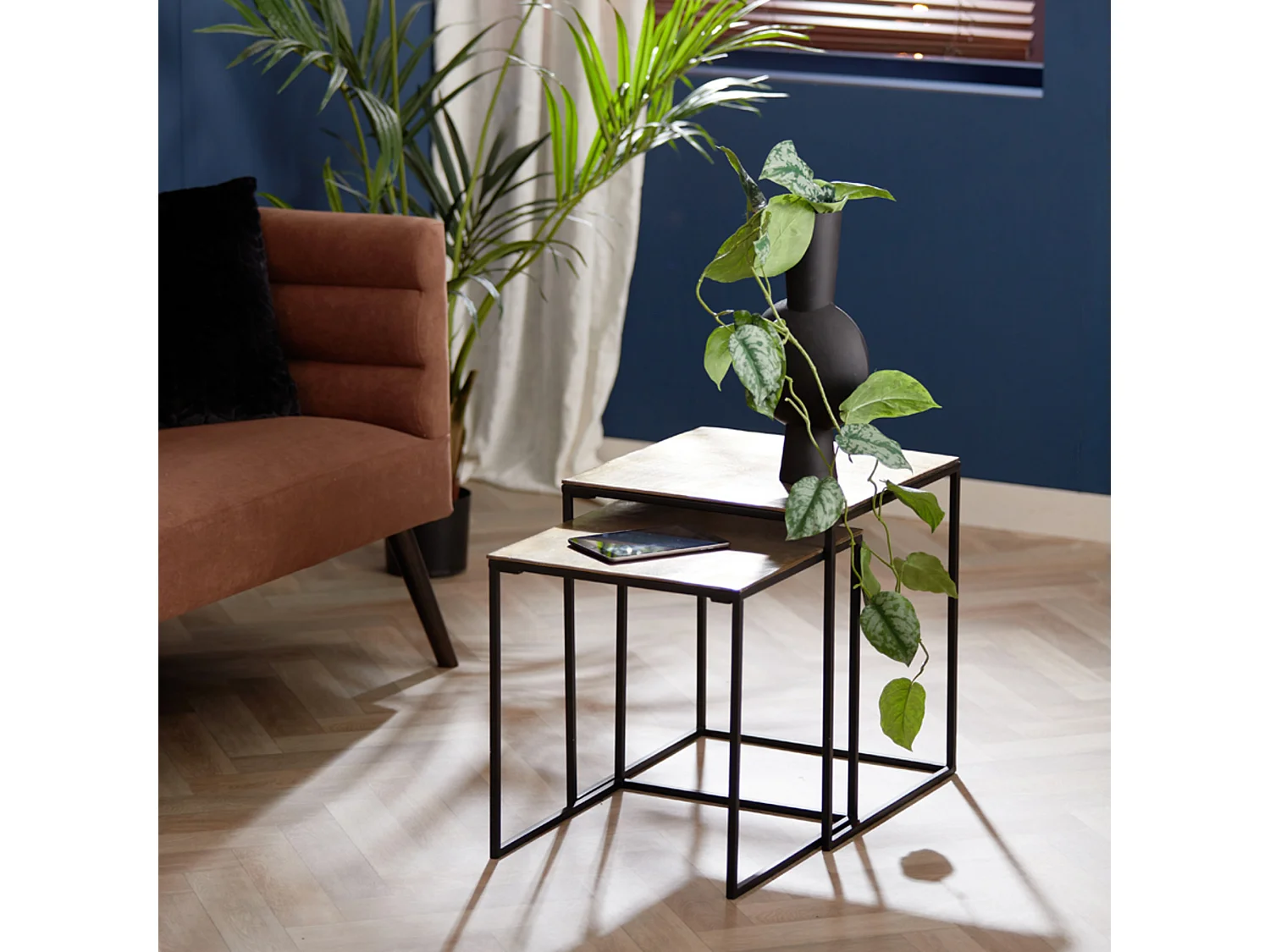 Table d'appoint BANOS - Ø44,5x50,5cm - Bronze - Lot de 2