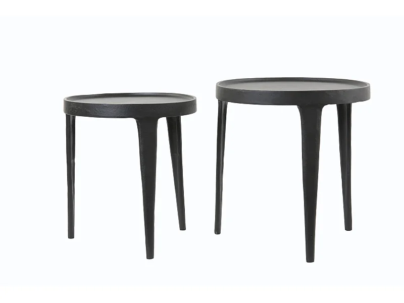 Table d'appoint TOBIAS - Ø43x45,5cm - Noir - Lot de 2
