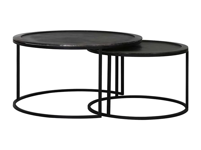 Couchtisch TALCA - Ø78x42cm - Schwarz - 2er-Set