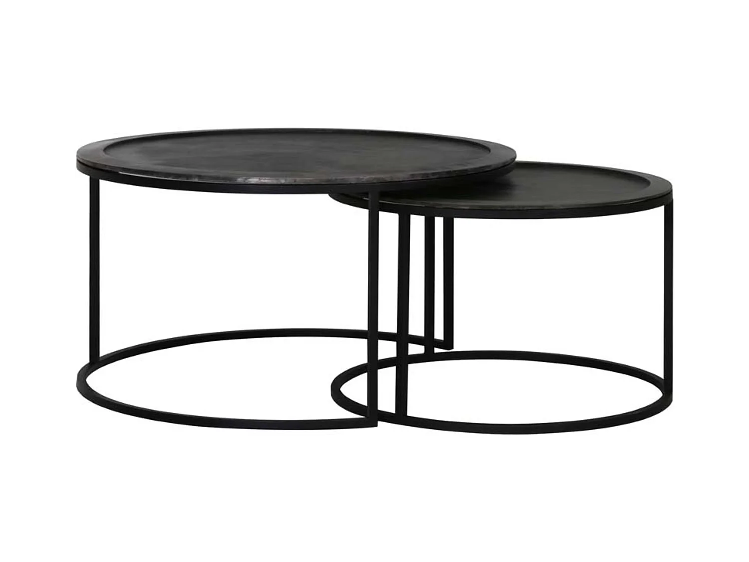Table basse TALCA - Ø78x42cm - Noir - Lot de 2