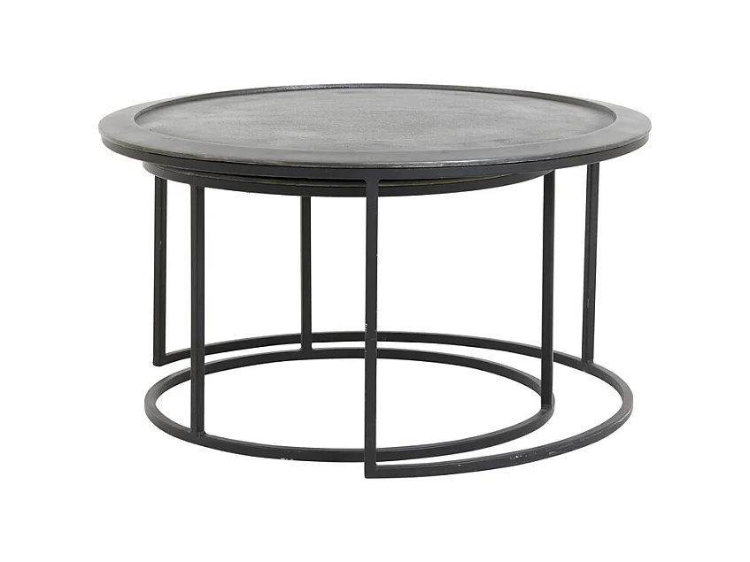 Table basse TALCA - Ø78x42cm - Noir - Lot de 2
