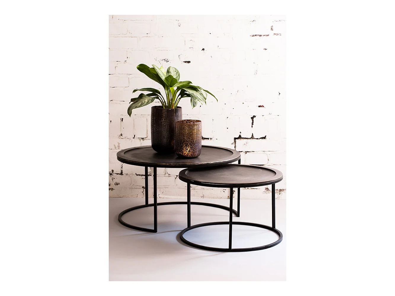 Table basse TALCA - Ø78x42cm - Noir - Lot de 2