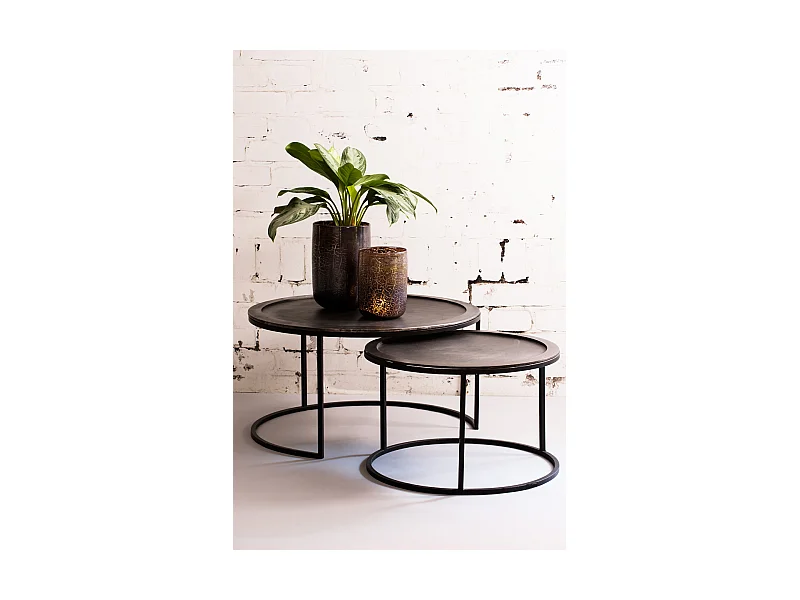 Table basse TALCA - Ø78x42cm - Noir - Lot de 2