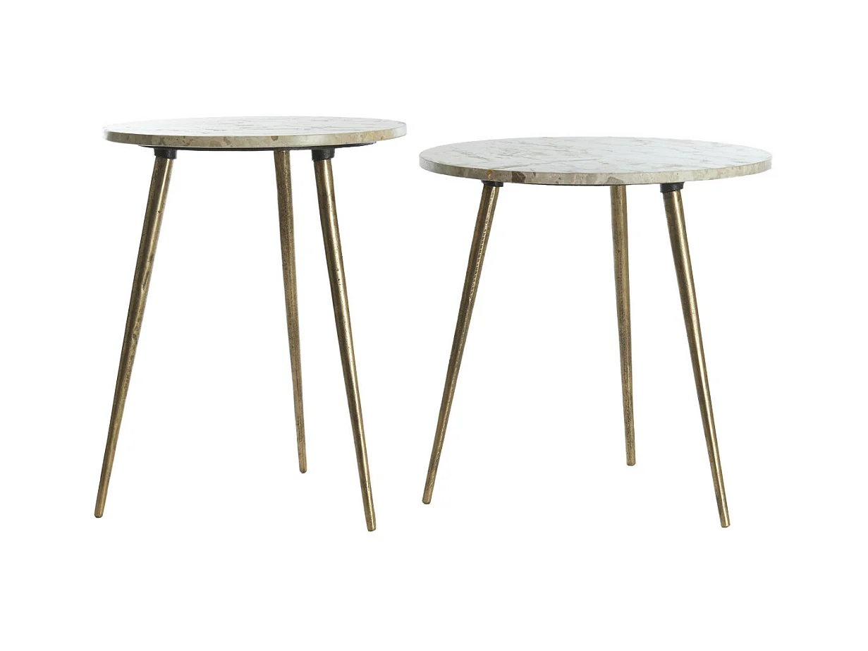 Table d'appoint ZECA - Ø48x53cm - Gris - Lot de 2