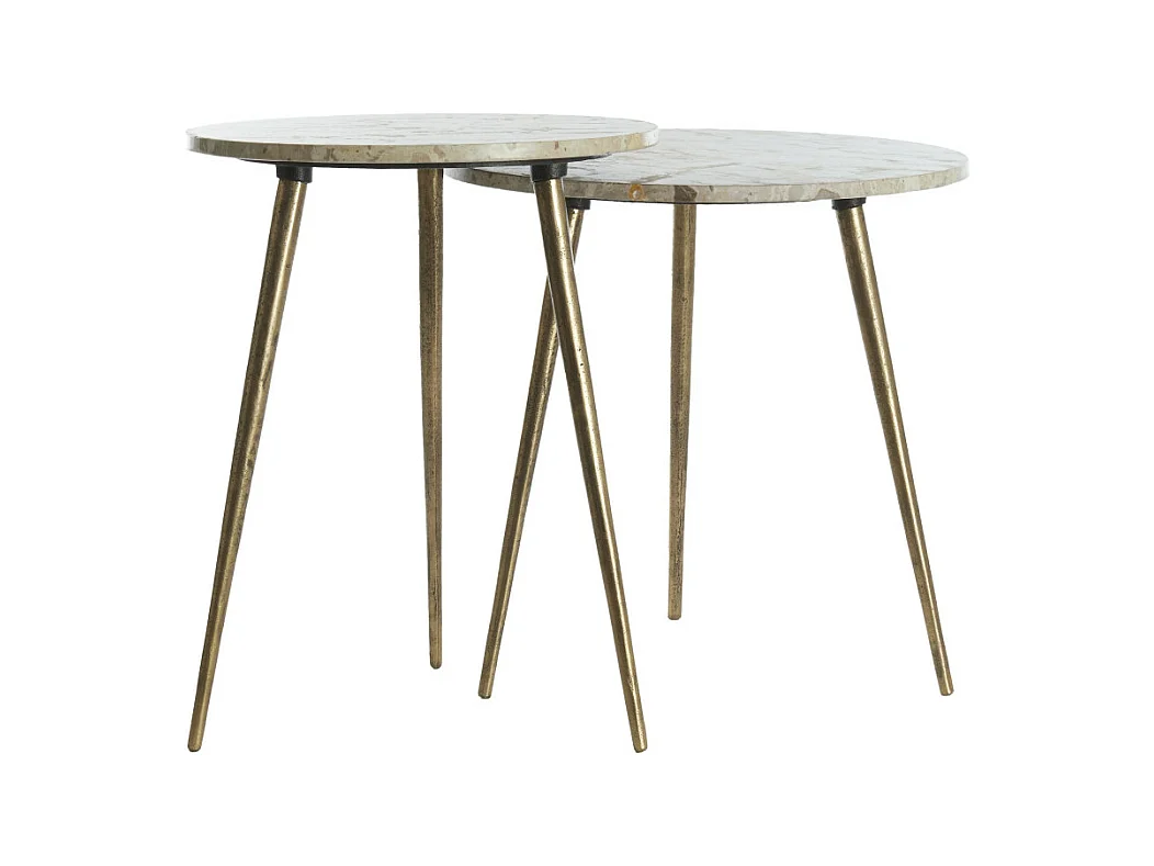 Table d'appoint ZECA - Ø48x53cm - Gris - Lot de 2