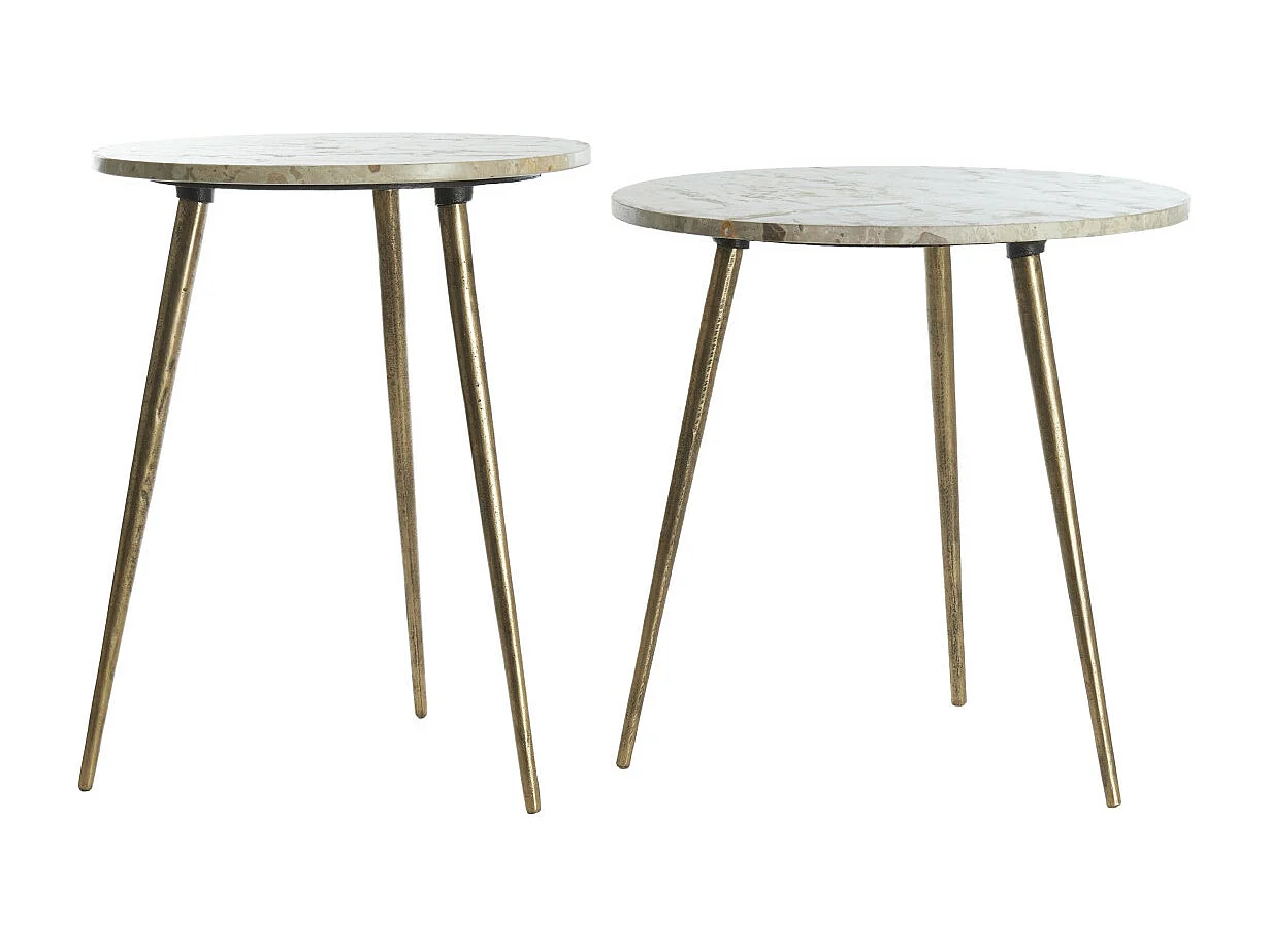 Table d'appoint ZECA - Ø48x53cm - Gris - Lot de 2