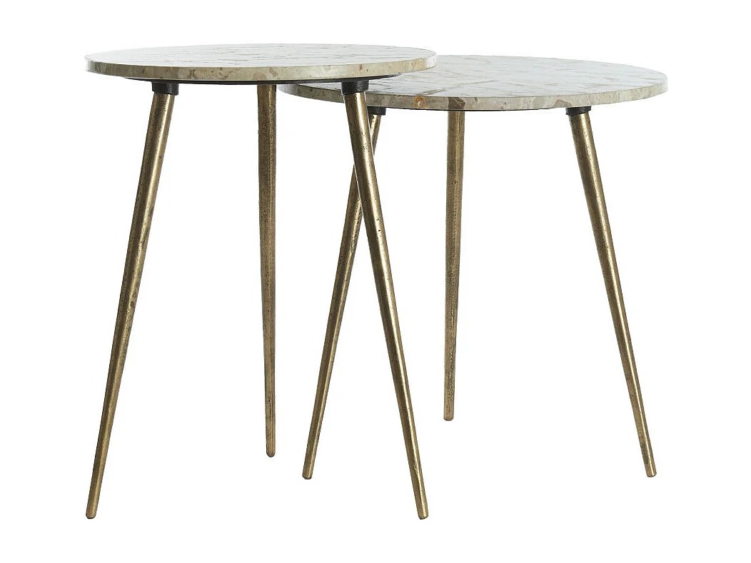 Table d'appoint ZECA - Ø48x53cm - Gris - Lot de 2