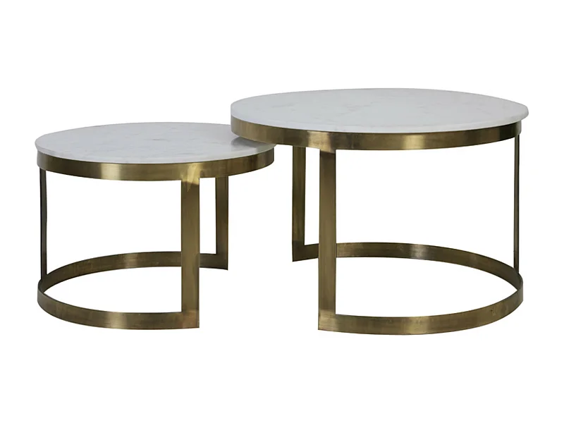 Couchtisch PERLATO - Ø75x47cm - Weiß - 2er-Set