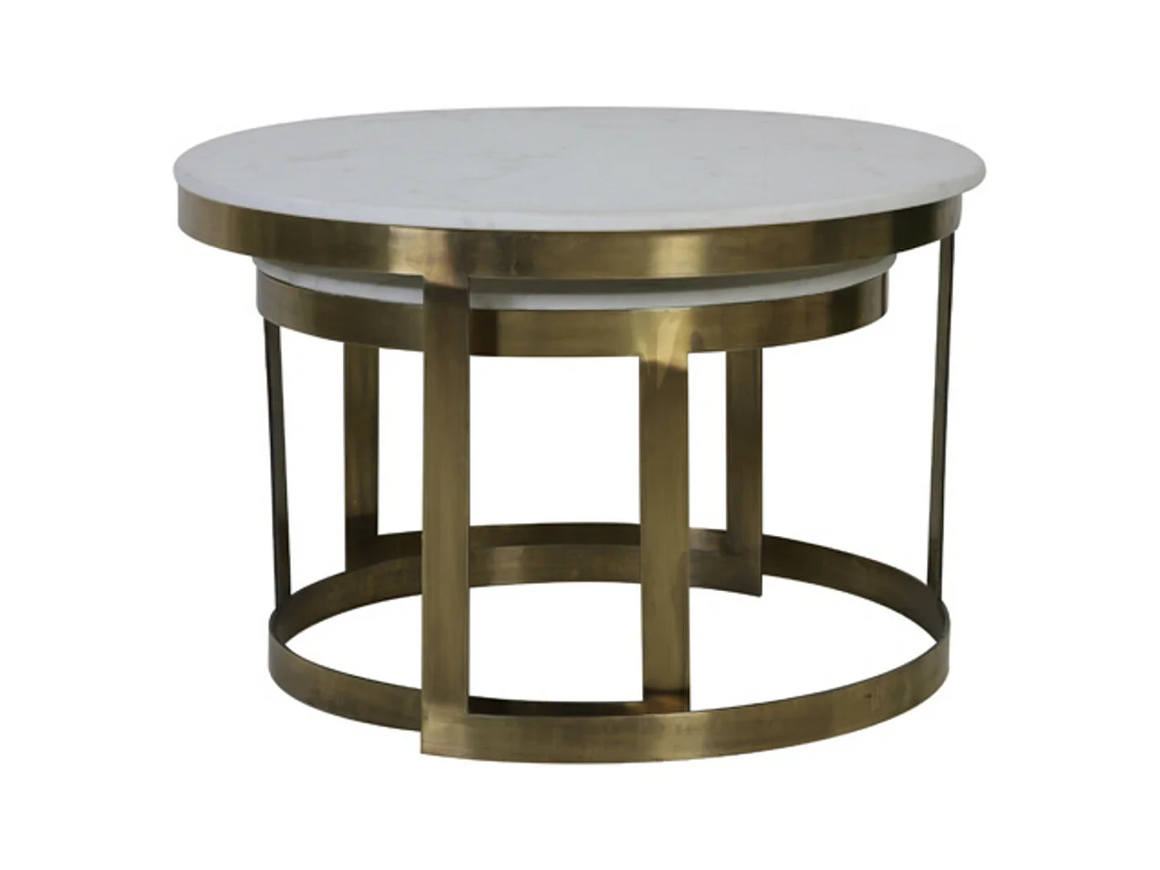 Table basse PERLATO - Ø75x47cm - Blanc - Lot de 2