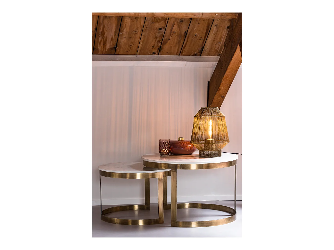 Table basse PERLATO - Ø75x47cm - Blanc - Lot de 2