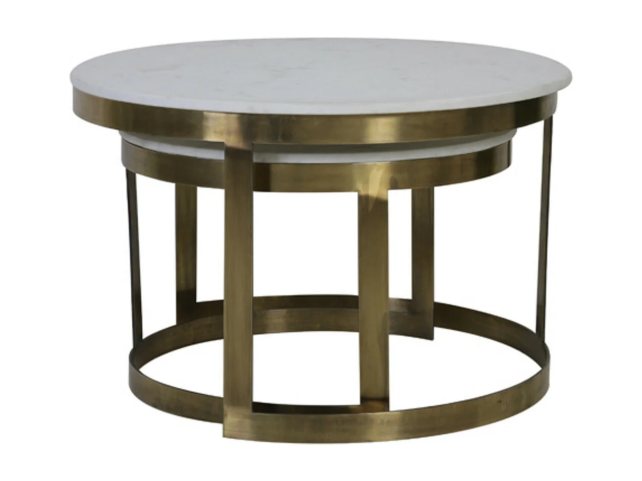 Table basse PERLATO - Ø75x47cm - Blanc - Lot de 2