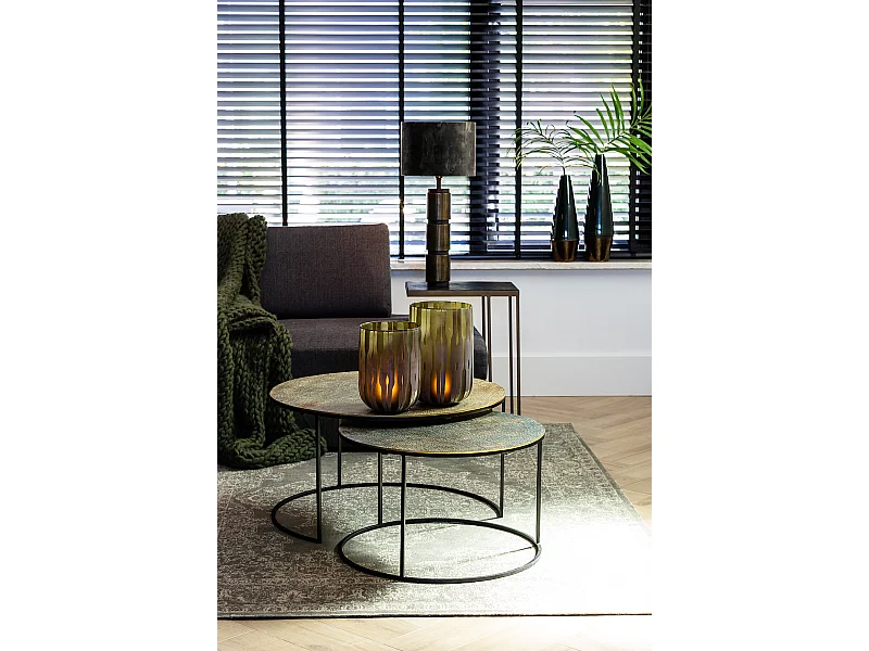 Table basse RENGO - Ø76x41cm - Bronze - Lot de 2