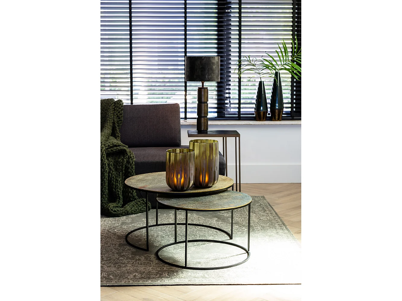 Table basse RENGO - Ø76x41cm - Bronze - Lot de 2