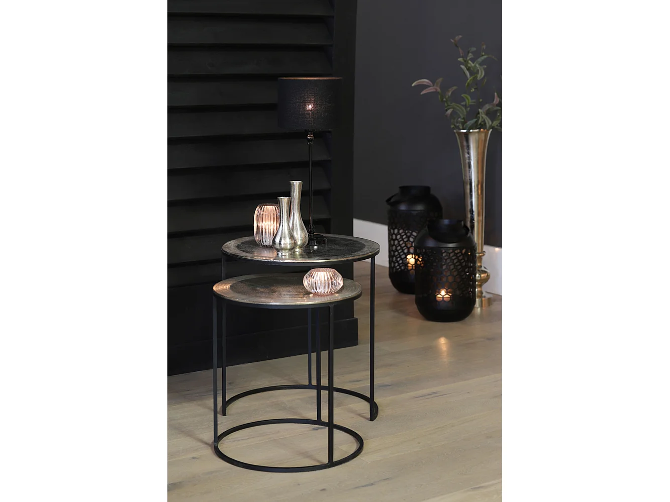 Table d'appoint TALCA - Ø49x52cm - Argent - Lot de 2