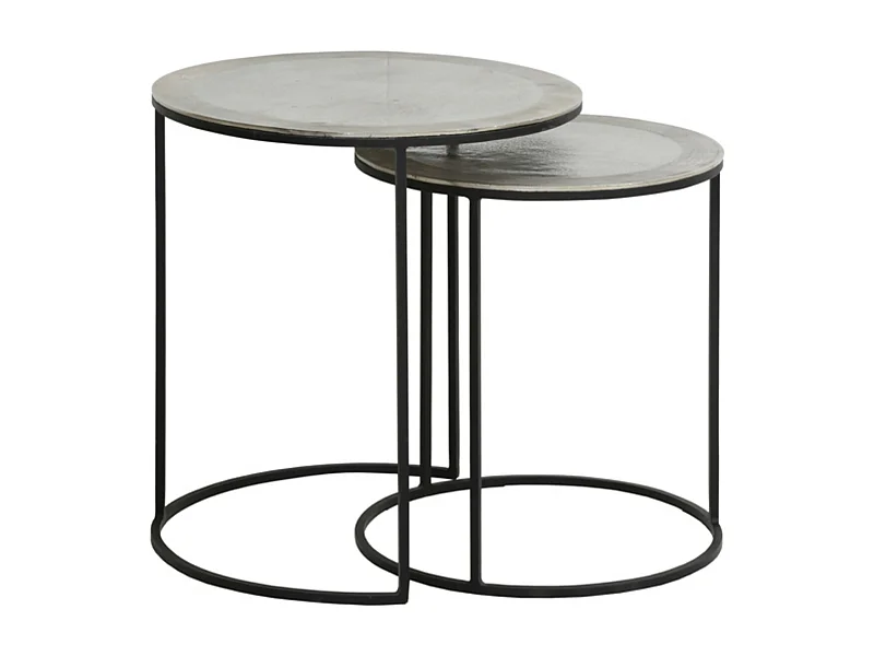 Table d'appoint TALCA - Ø49x52cm - Argent - Lot de 2