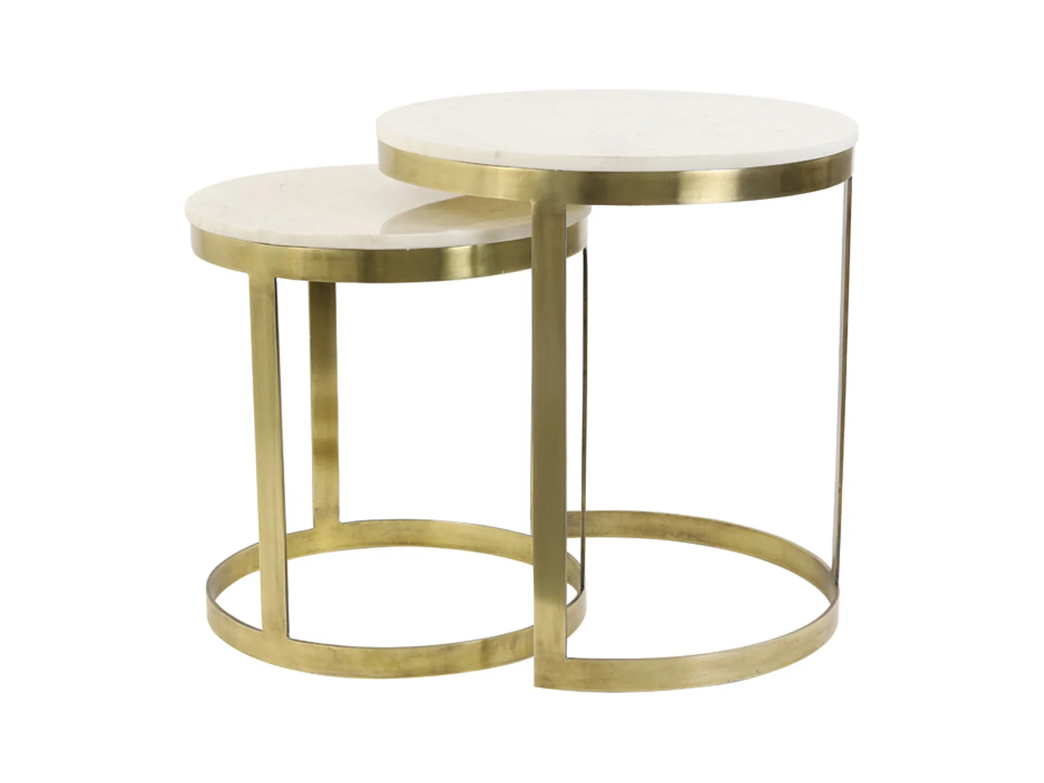 Table d'appoint PERLATO - Ø49x52cm - Blanc - Lot de 2
