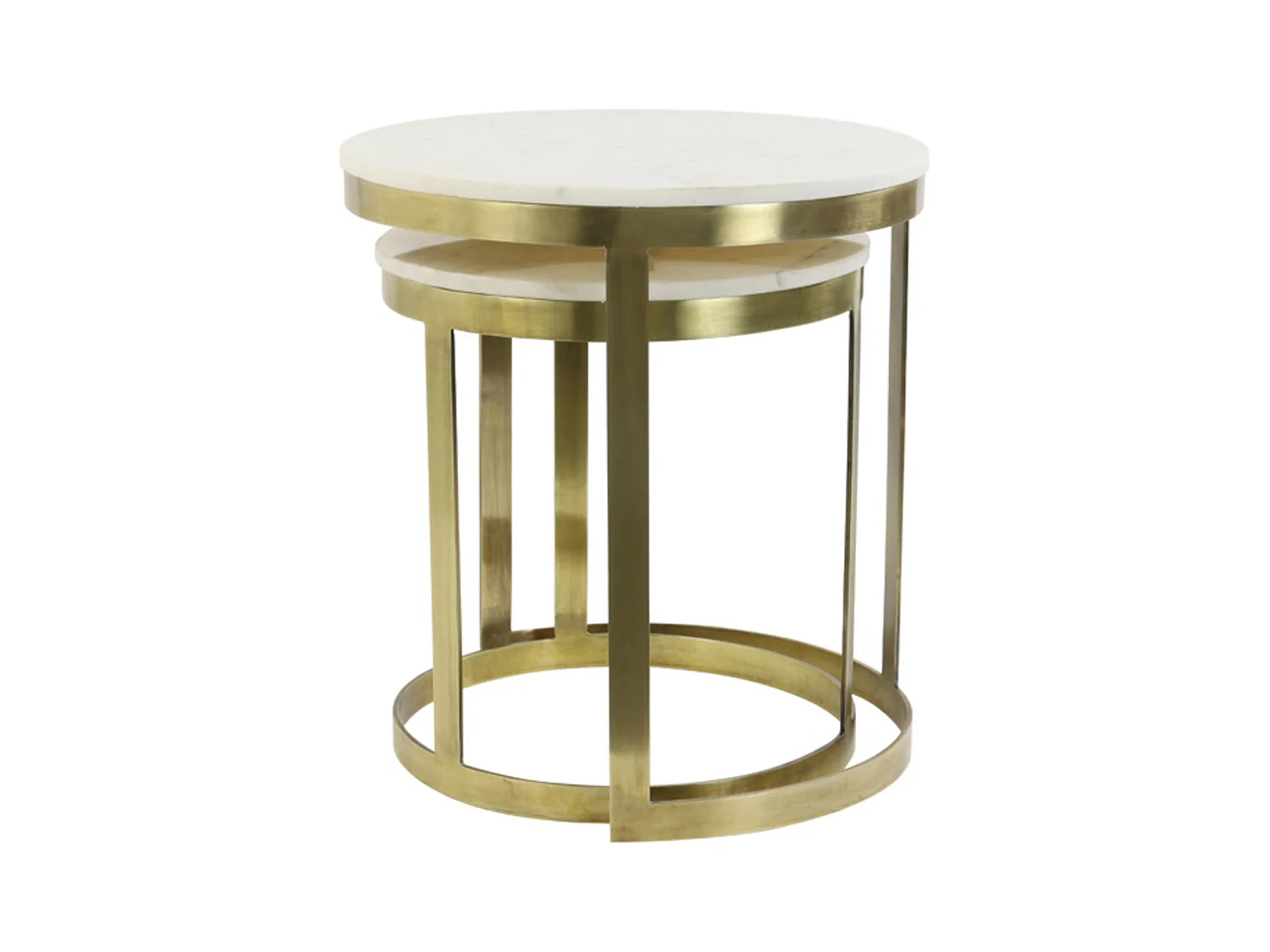 Table d'appoint PERLATO - Ø49x52cm - Blanc - Lot de 2