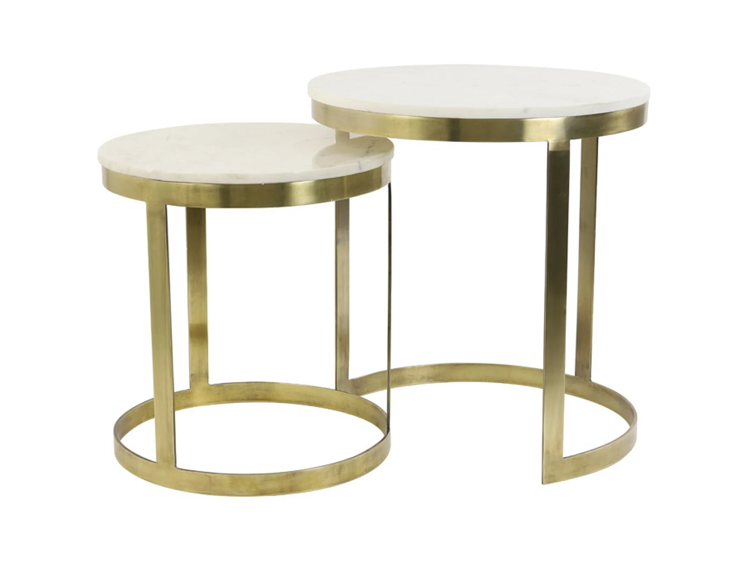 Table d'appoint PERLATO - Ø49x52cm - Blanc - Lot de 2