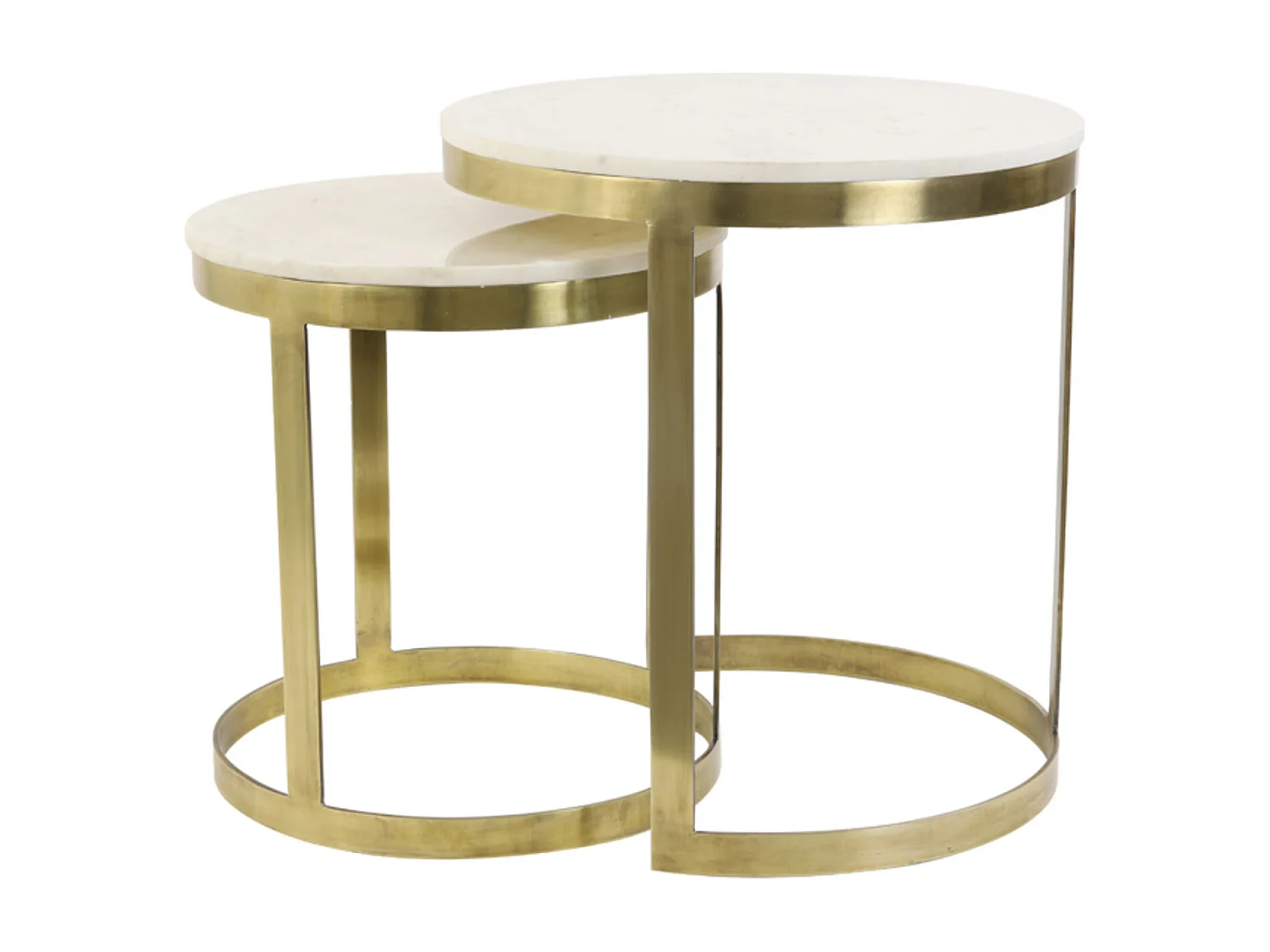 Table d'appoint PERLATO - Ø49x52cm - Blanc - Lot de 2