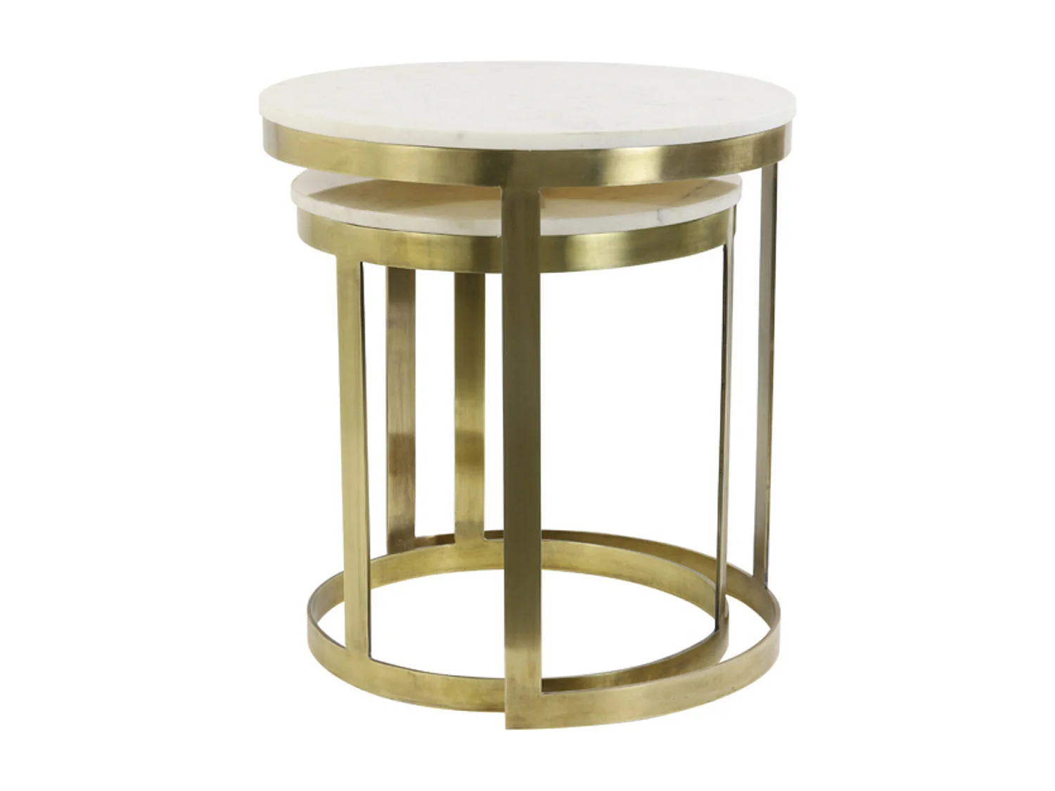 Table d'appoint PERLATO - Ø49x52cm - Blanc - Lot de 2