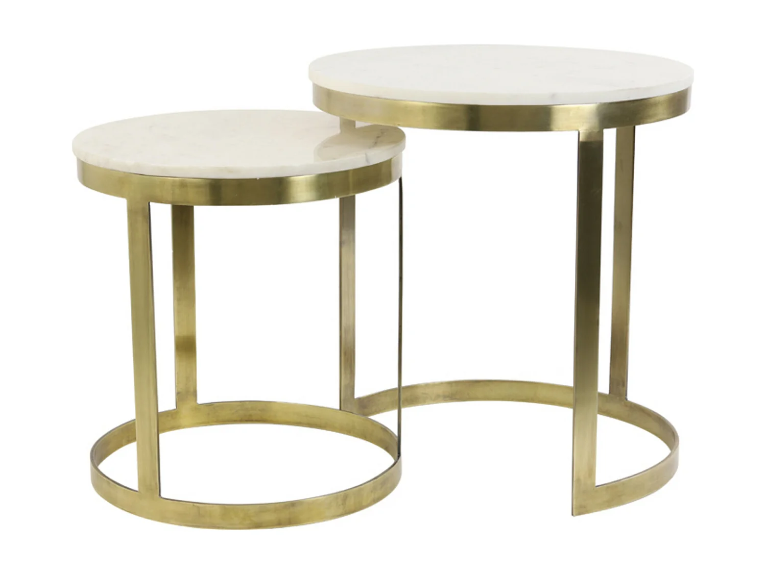 Table d'appoint PERLATO - Ø49x52cm - Blanc - Lot de 2