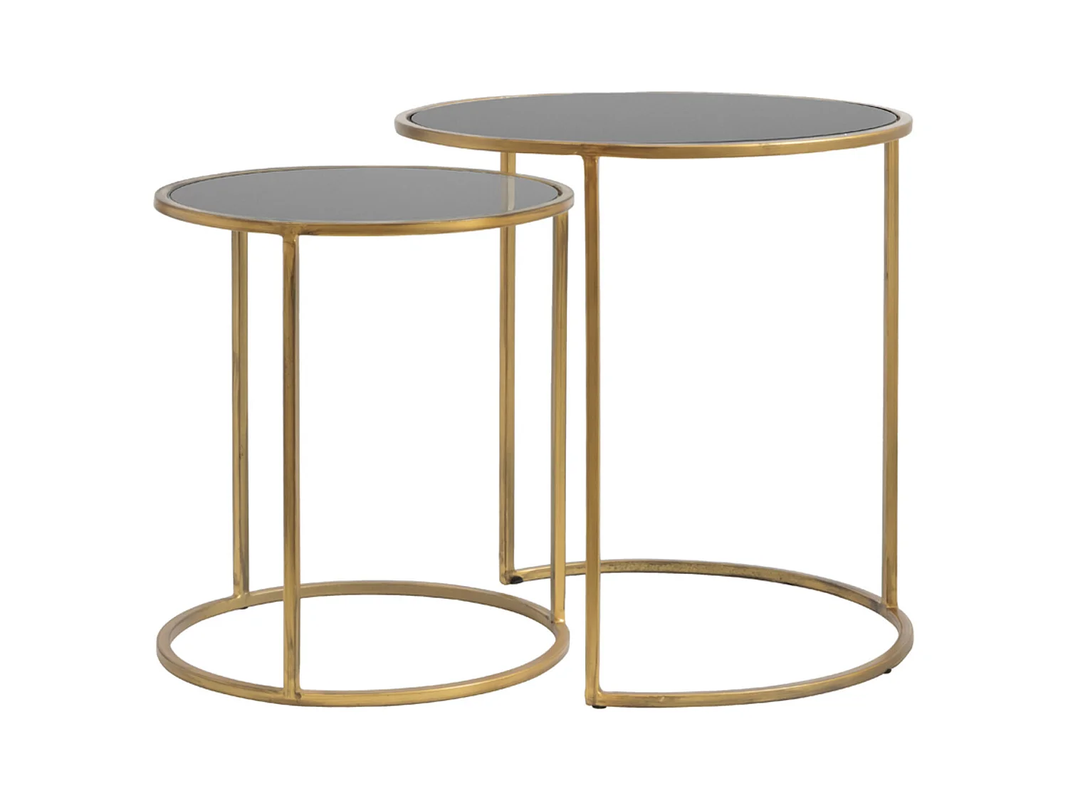 Table d'appoint DUARTE - Ø50x52cm - Doré - Lot de 2
