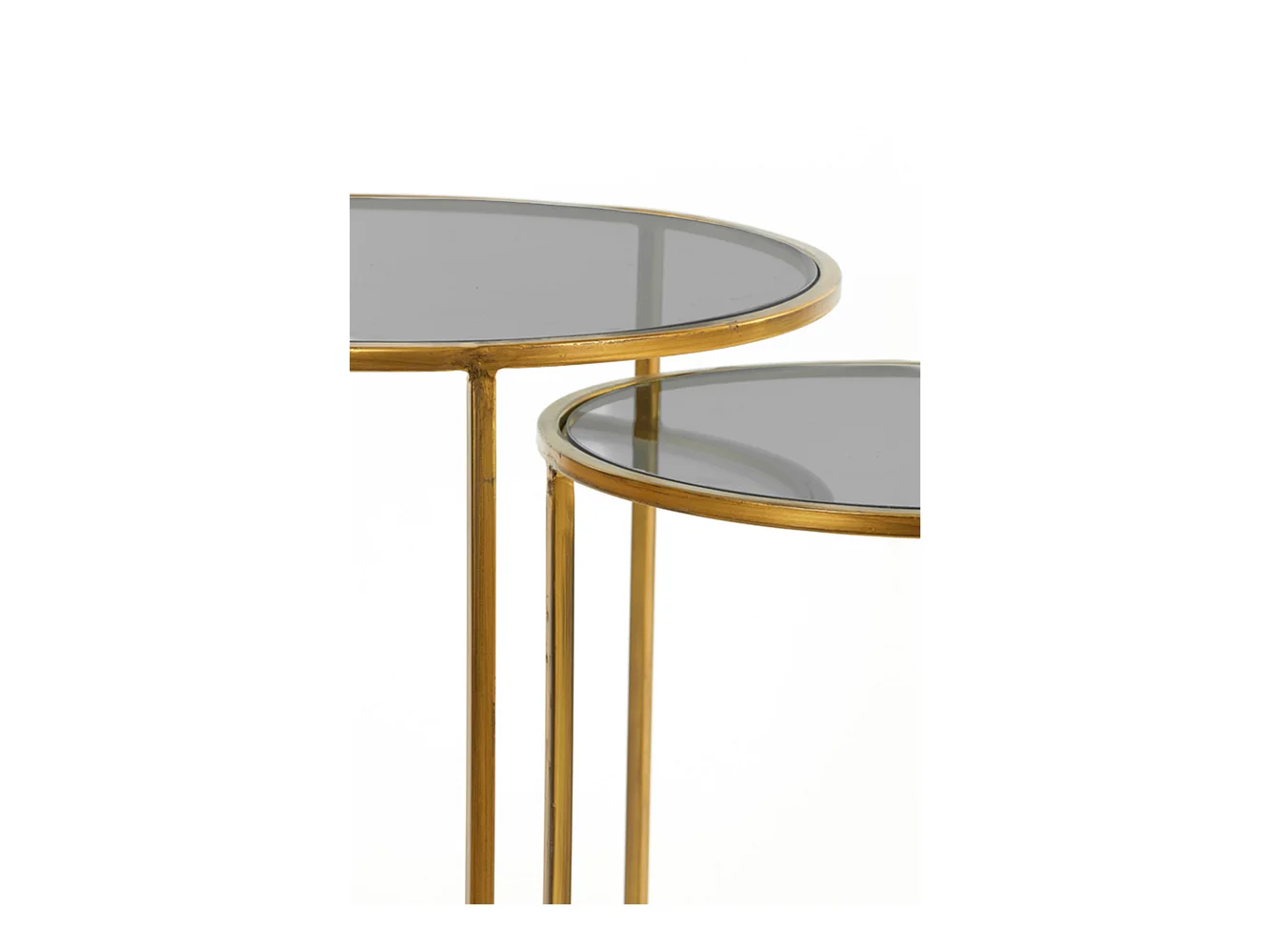 Table d'appoint DUARTE - Ø50x52cm - Doré - Lot de 2