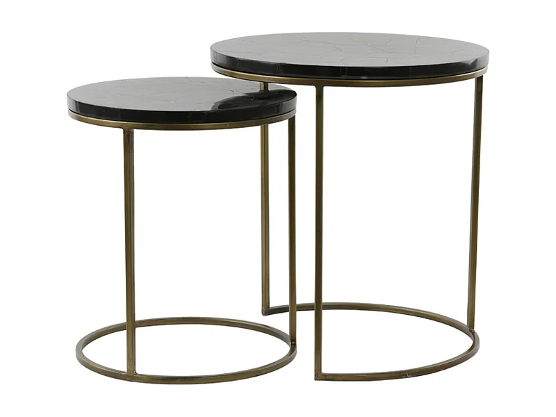 Table d'appoint SOBRINA - Ø50x52cm - Noir - Lot de 2