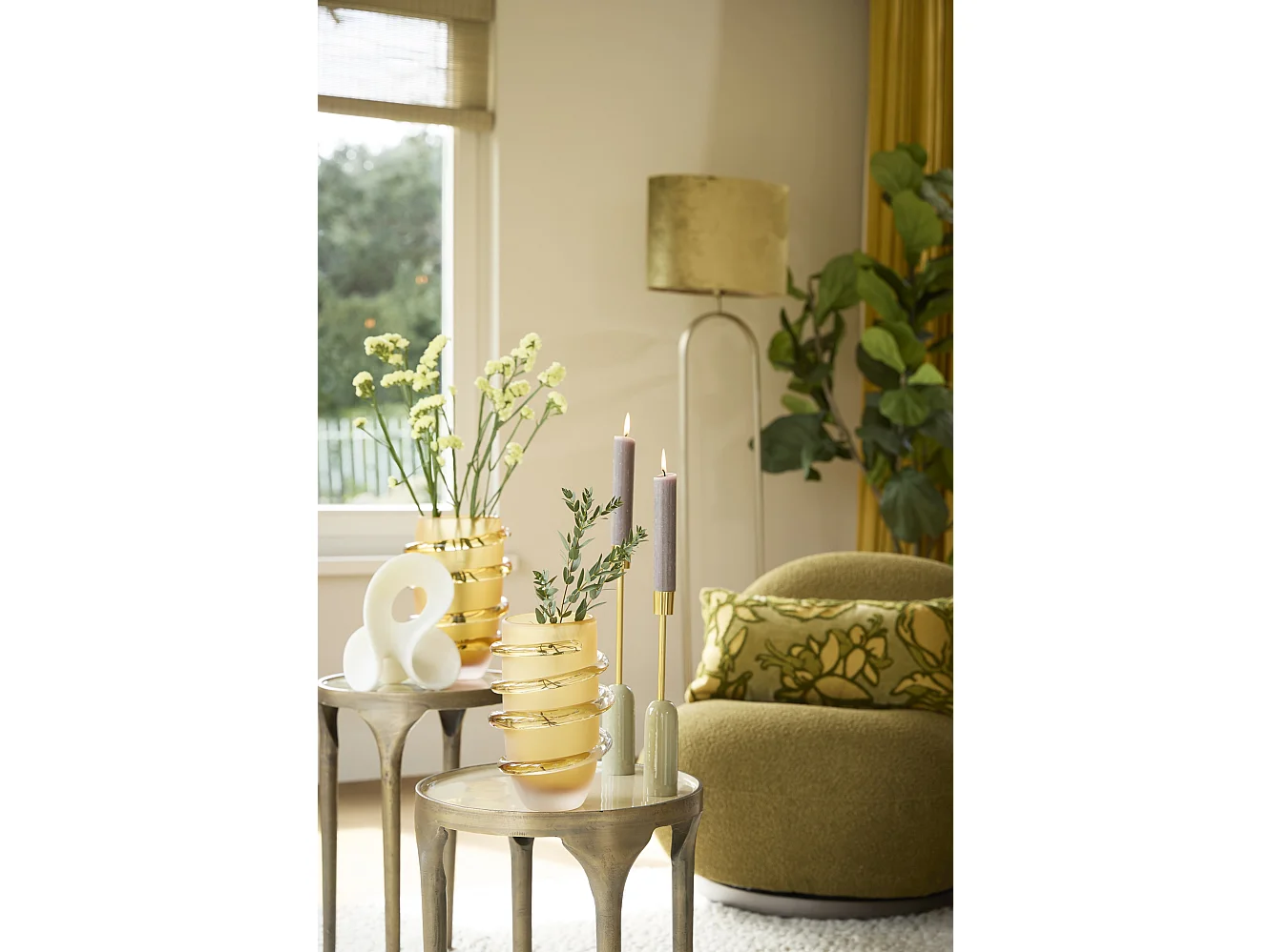 Table d'appoint LAPAZ - Ø40x52cm - Bronze - Lot de 2