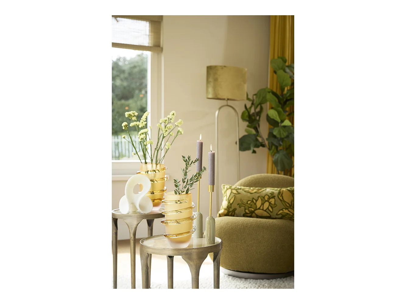 Table d'appoint LAPAZ - Ø40x52cm - Bronze - Lot de 2